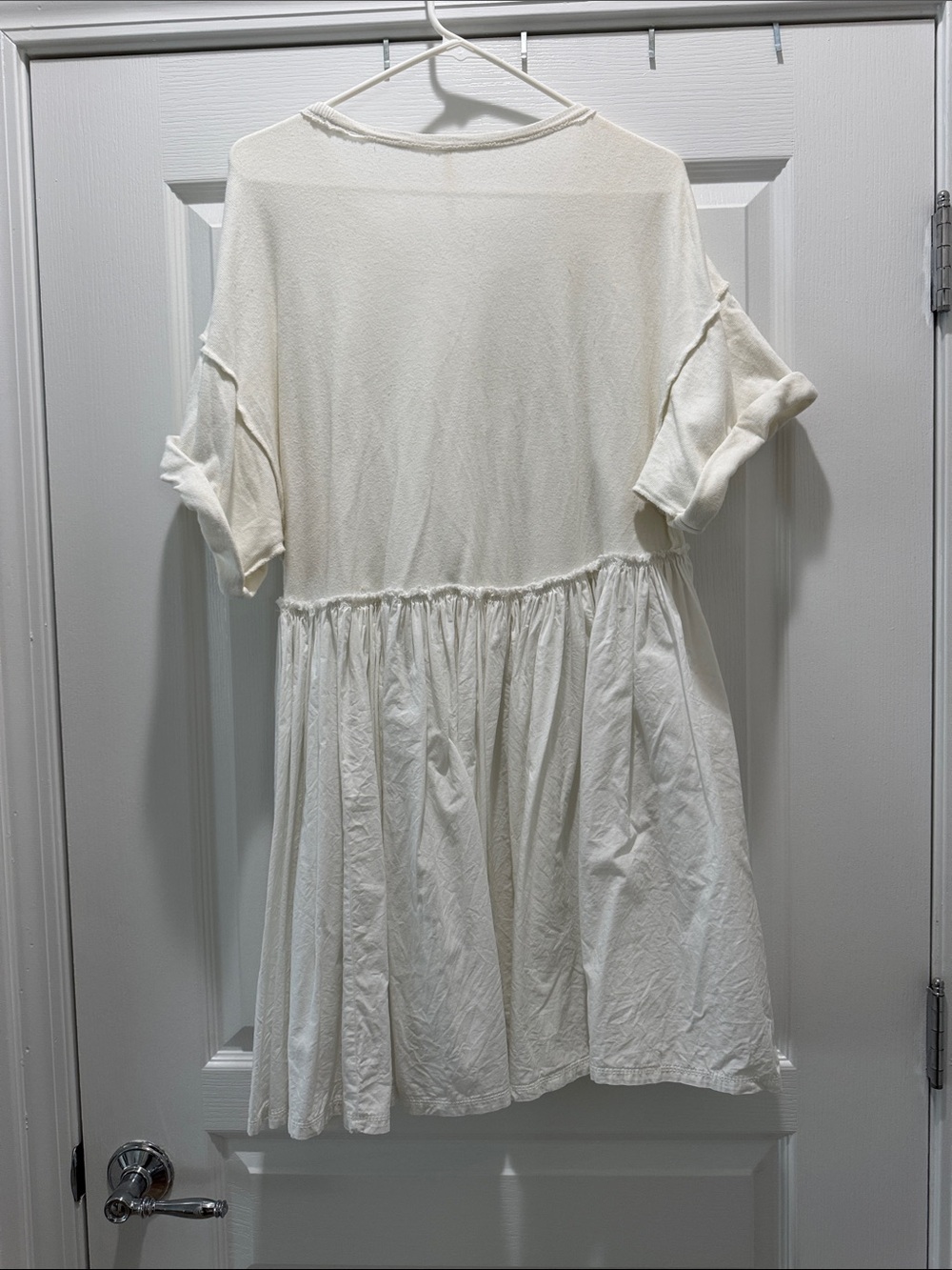 Free People Cream Tiered Babydoll Tunic Dress with Pockets - Picture 2 of 3